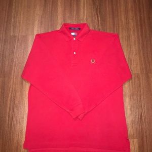 Tommy Hilfiger Long Sleeve Polo Shirt Red Size M